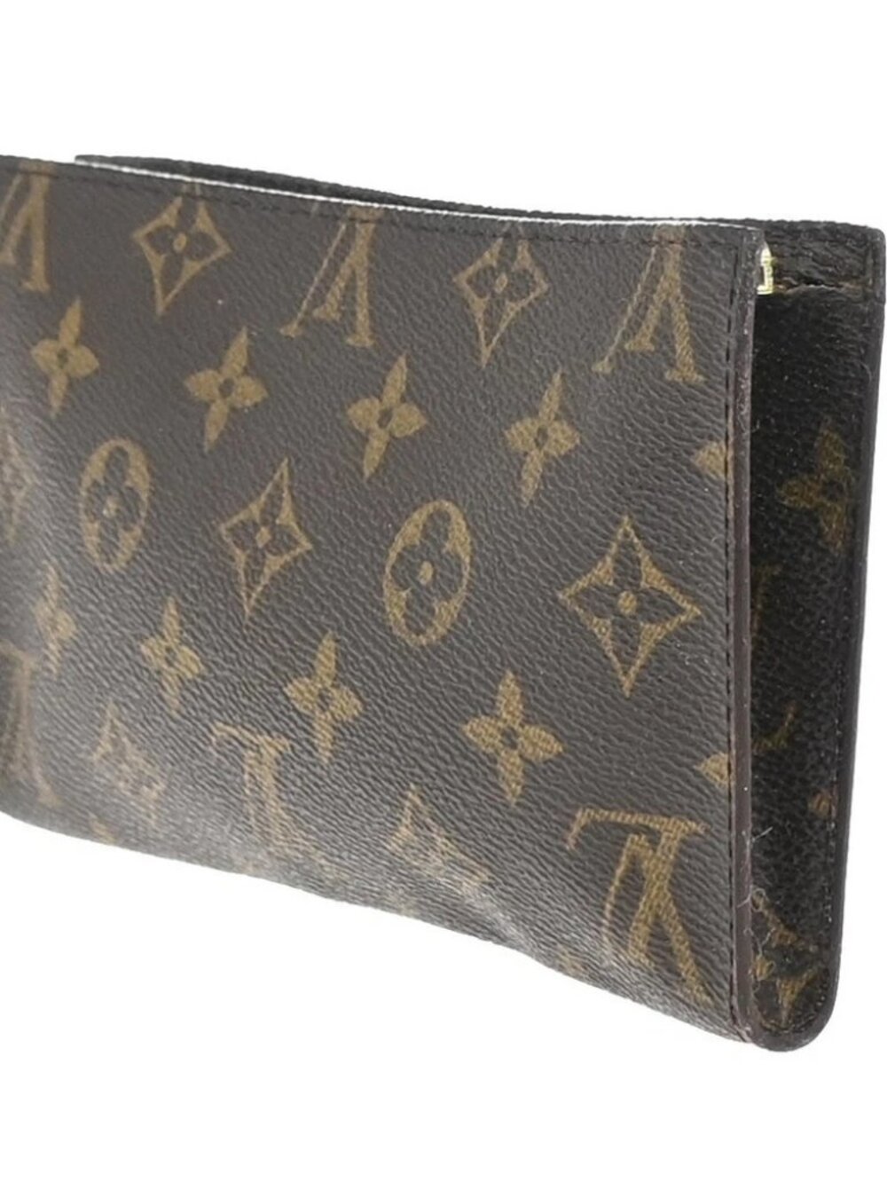 LOUIS VUITTON LV Logo Bucket GM Pouch Bag Monogram Leather Brown Gold 04KP602 - Picture 4 of 13